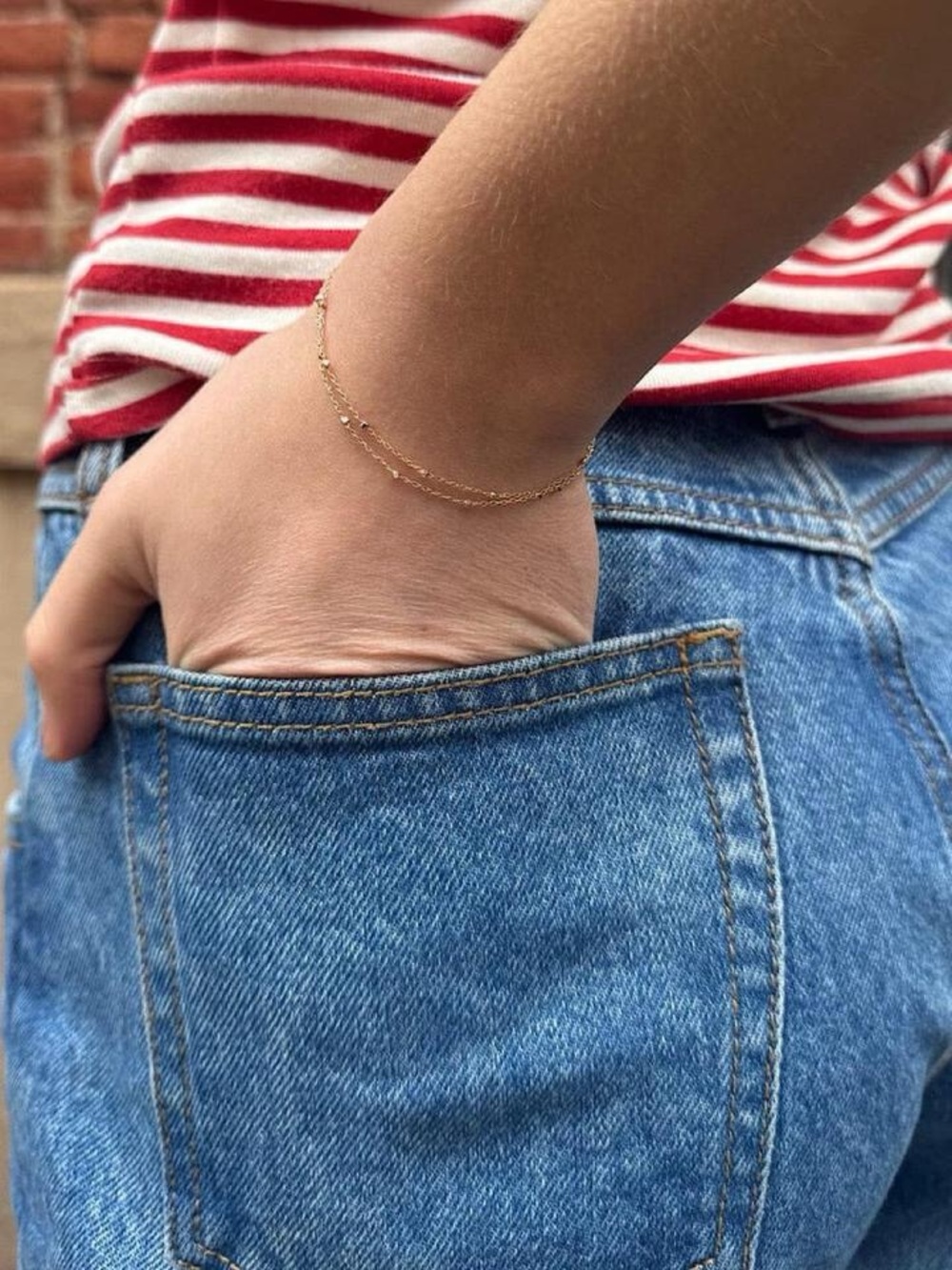 Brandy Melville beaded layered gold colored bracelet